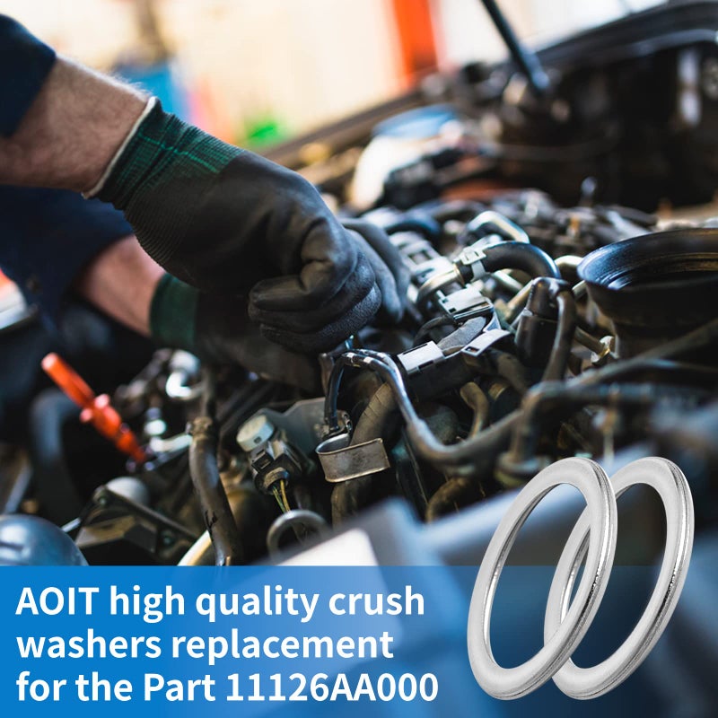 AOIT M20 Oil Drain Plug Gaskets Crush Washers Seals Rings for Subaru Baja Forester Impreza Legacy Outback STI WRX, Replacement for The Part # 11126AA000, Used for Oil Change, 10 Pack - Image 5